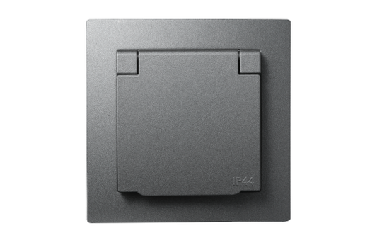 Schutzkontakt-Steckdose McPower "Flair", 250V~/16A, UP, IP44, anthrazit.