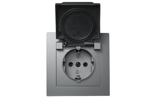 Schutzkontakt-Steckdose McPower "Flair", 250V~/16A, UP, IP44, anthrazit.