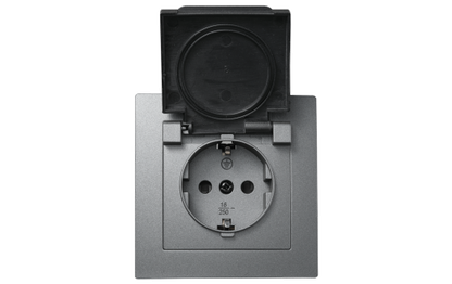 Schutzkontakt-Steckdose McPower "Flair", 250V~/16A, UP, IP44, anthrazit.