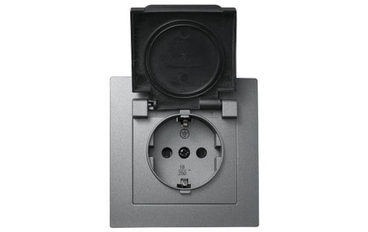 Schutzkontakt-Steckdose McPower "Flair", 250V~/16A, UP, IP44, anthrazit.