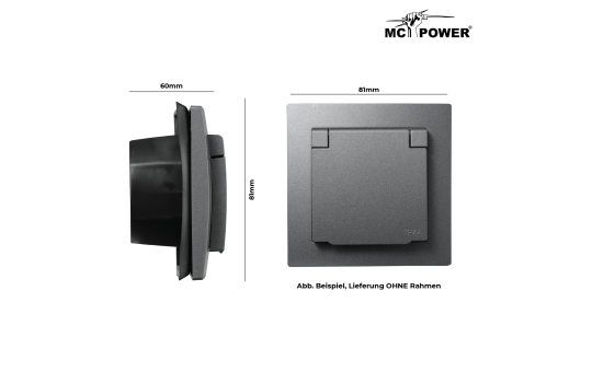 Schutzkontakt-Steckdose McPower "Flair", 250V~/16A, UP, IP44, anthrazit.