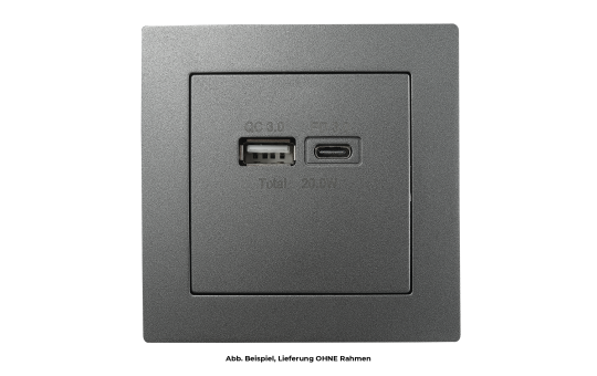 USB-Ladedose McPower "Flair" 2-fach, USB-C, PD 3.0 20W, anthrazit.