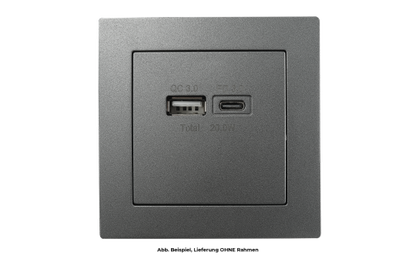 USB-Ladedose McPower "Flair" 2-fach, USB-C, PD 3.0 20W, anthrazit.