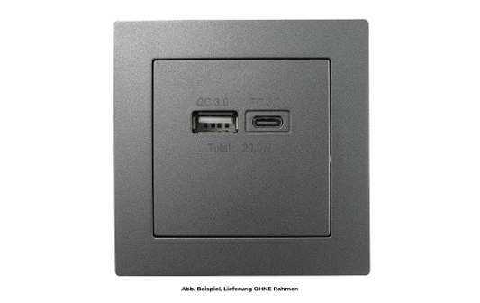 USB-Ladedose McPower "Flair" 2-fach, USB-C, PD 3.0 20W, anthrazit.