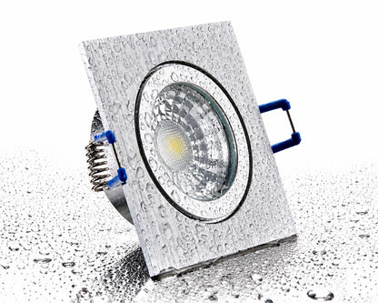 LED Einbaustrahler Flat 5W – Aluminium Bi-Color, eckig, IP44 Feuchtraum, Klickverschluss