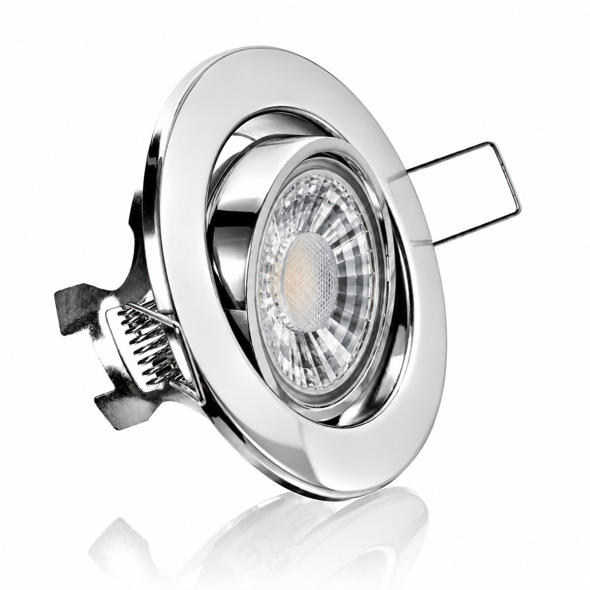 LED Einbaustrahler GU10 – Metall Chrom, rund, schwenkbar