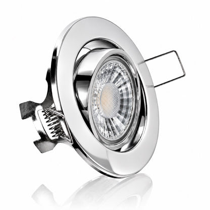 LED Einbaustrahler GU10 – Metall Chrom, rund, schwenkbar