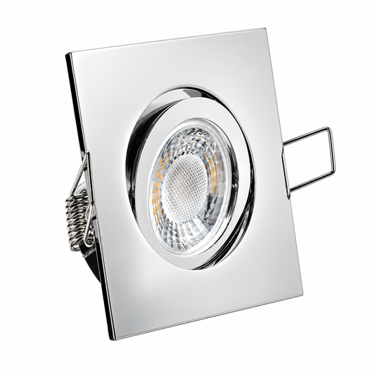 LED Einbaustrahler GU10 5W – Aluminium Chrom, schwenkbar, 230V