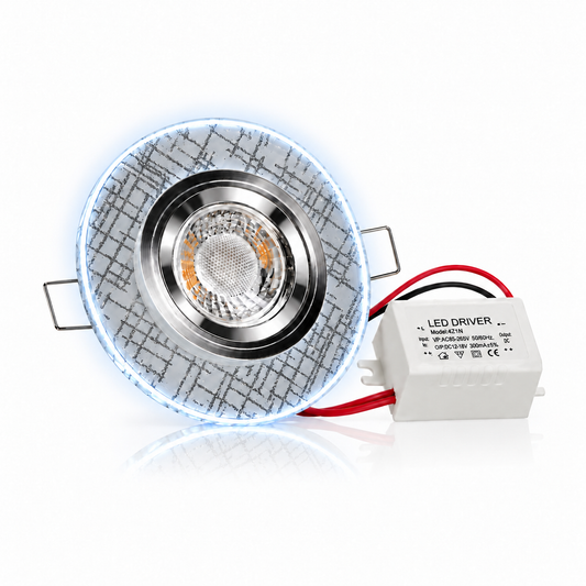 Einbaurahmen Kristallglas – Rund, mit LED-Ring in Kaltweiß