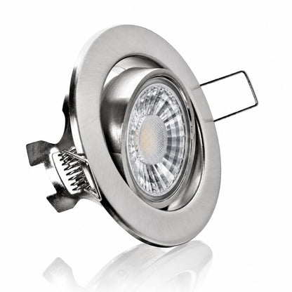 LED Einbaustrahler GU10 – Edelstahloptik, schwenkbar, 230V