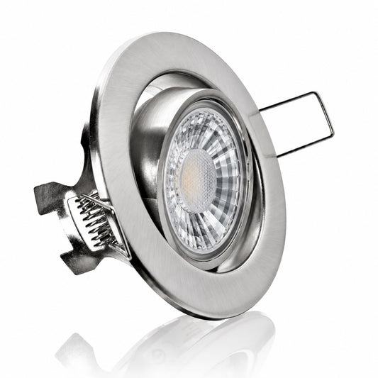 LED Einbaustrahler GU10 – Edelstahloptik, schwenkbar, 230V