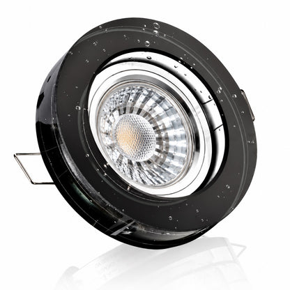 LED Einbaustrahler GU10 5W – Glas Schwarz mit Tropfenmuster, rund