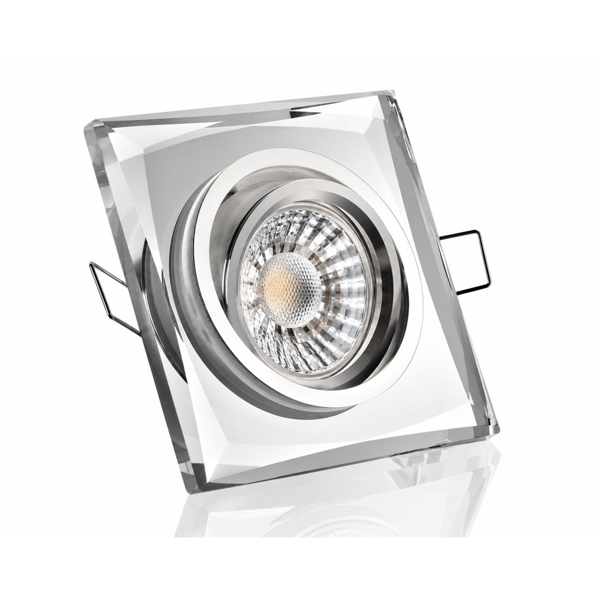 LED Einbaustrahler GU10 5W – Glasrahmen verspiegelt, eckig