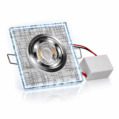 Einbaurahmen Kristallglas – Eckig, mit LED-Ring in Kaltweiß
