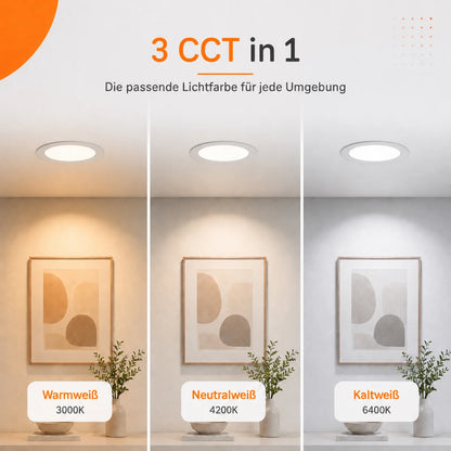 LED Einbaupanel Rund 12W CCT – 1120 Lumen, Ø 15,5 cm 3000K/4000K/6500K IP20.