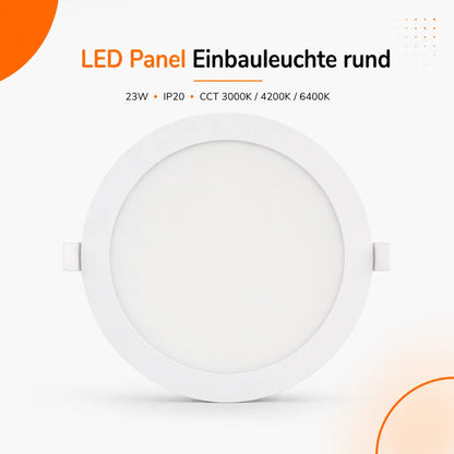 LED Einbaupanel Rund 23W CCT – 2380 Lumen Ø 30,cm Ausschnitt 28cm IP20.