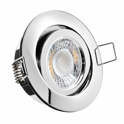 LED Einbaustrahler 5W dimmbar – Einbaurahmen Chrom Rund