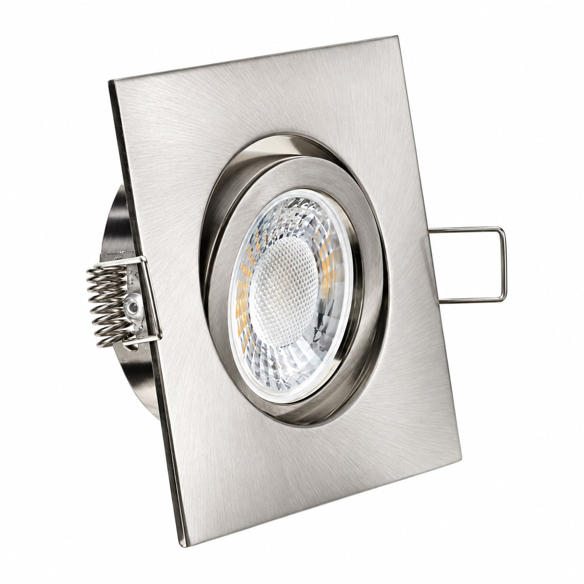 LED Einbaustrahler 5W dimmbar – Einbaurahmen Eckig Edelstahloptik