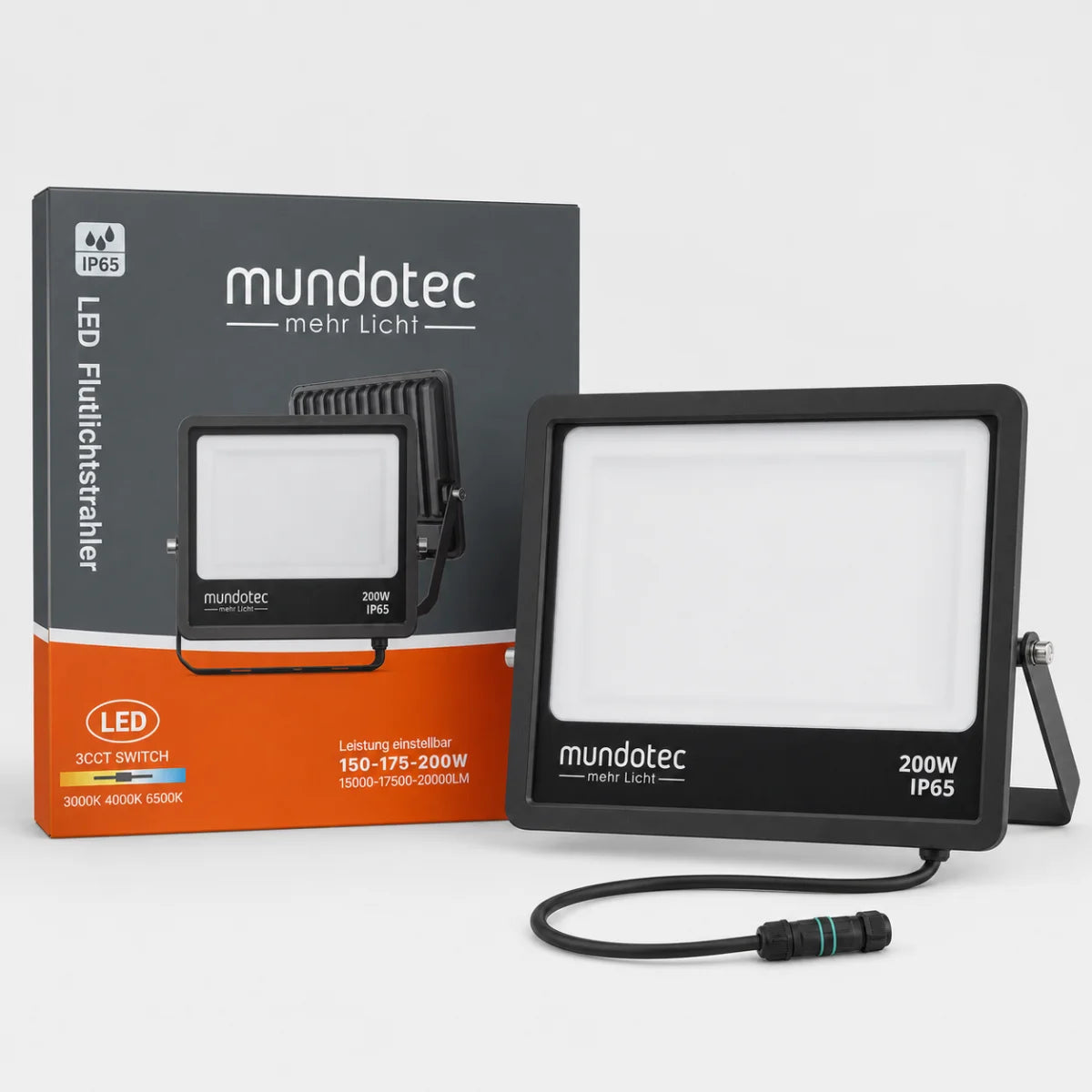 LED Flutlichtstrahler 150W/175W/200W CCT – IP65 Außenstrahler 3000K/4000K/6500K.