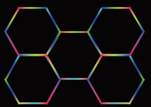 LED Hexagon 5 Waben Set RGBIC mit App & Fernbedienung 72W.