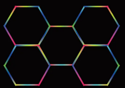 LED Hexagon 5 Waben Set RGBIC mit App & Fernbedienung 72W.