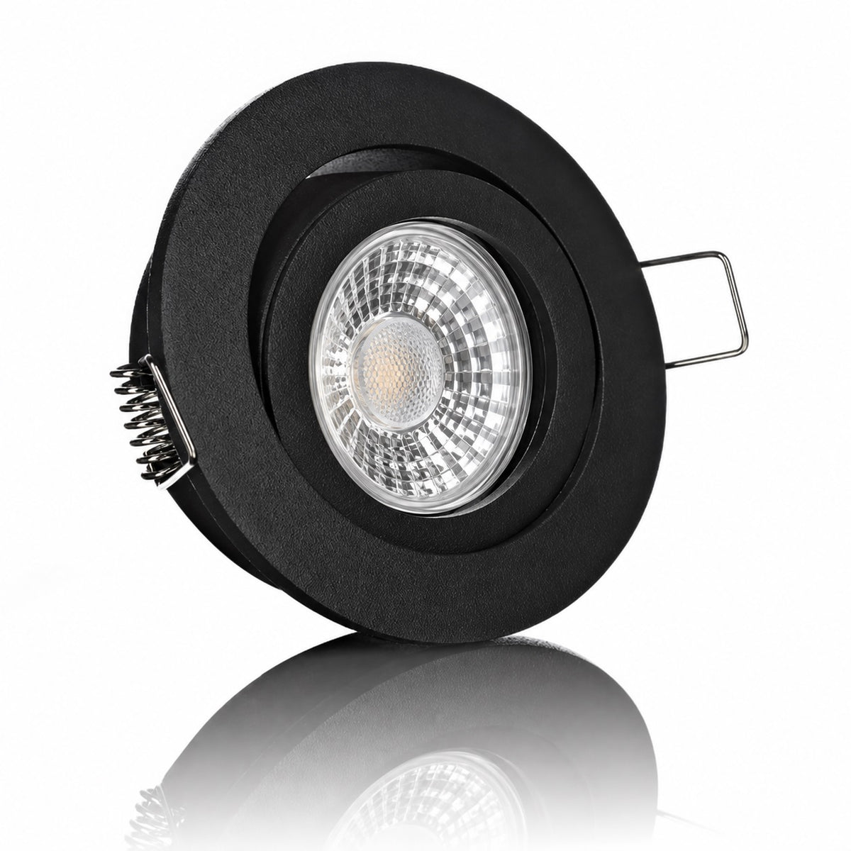 Einbaurahmen GU10 Aluminium Schwarz – Rund, Klickverschluss, 230V