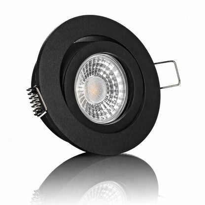 Einbaurahmen GU10 Aluminium Schwarz – Rund, Klickverschluss, 230V