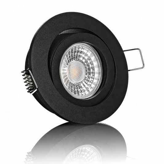 Einbaurahmen GU10 Aluminium Schwarz – Rund, Klickverschluss, 230V