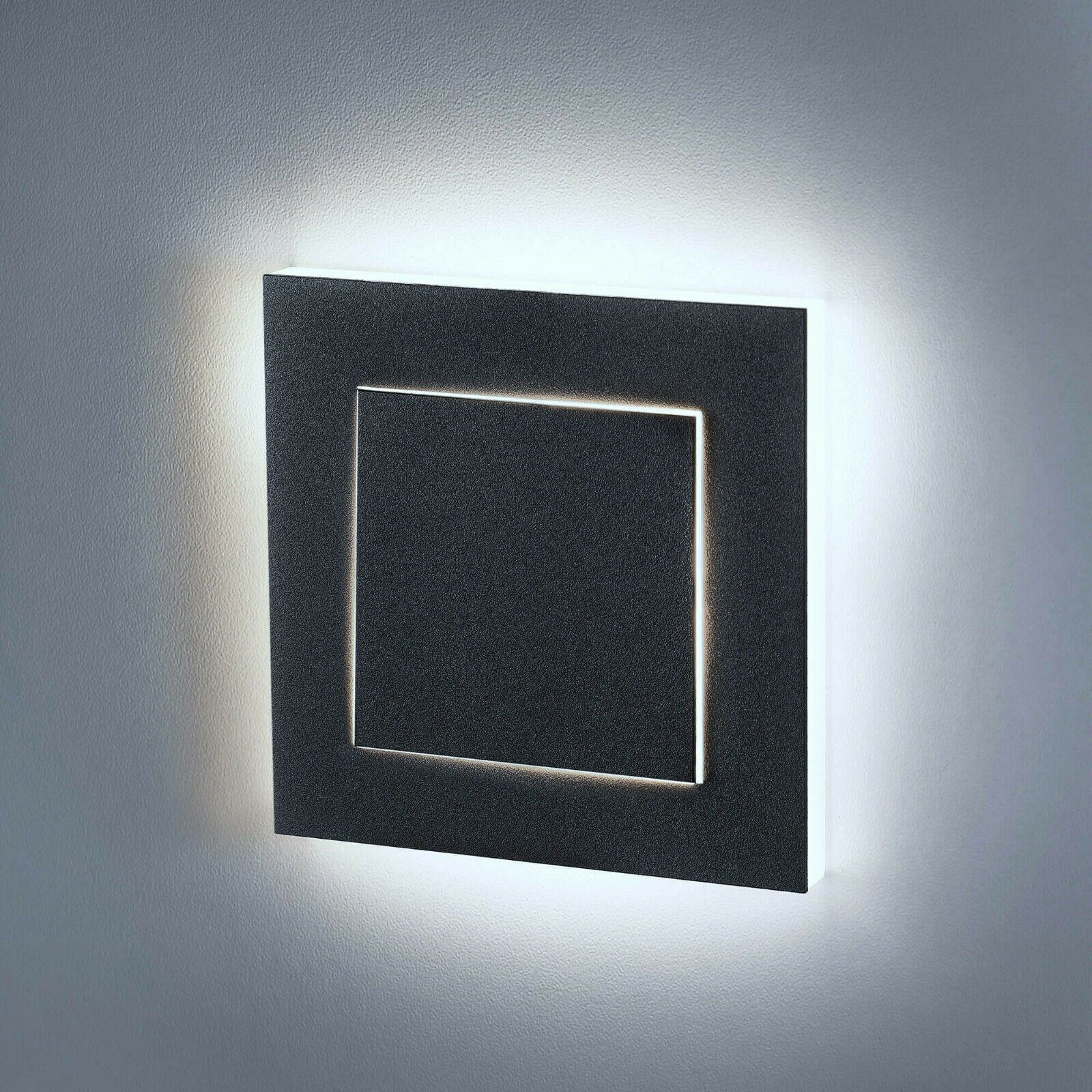 LED Treppenbeleuchtung 230V – Eckige Wandeinbauleuchte 3D in Anthrazit