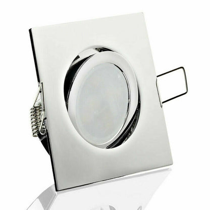 Aluminium-Einbaurahmen GU10-Fassung – Chrom-Optik, Schwenkbar, Energieeffizient, 5W LED Spot