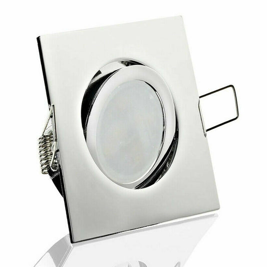 Aluminium-Einbaurahmen GU10-Fassung – Chrom-Optik, Schwenkbar, Energieeffizient, 5W LED Spot