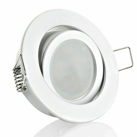 Matt-weißer Aluminium Einbaurahmen mit GU10 Fassung, Schwenkbar, 5W LED Spot, 230V