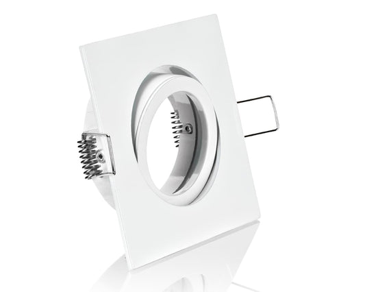 Aluminium Einbaurahmen Viereckig Weiß mit GU10 Fassung – Schwenkbar, 5W LED Spot, 230V, Kein Traffo